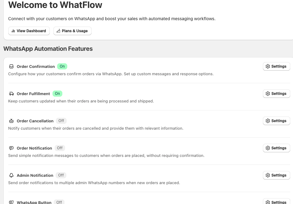Dashboard WhatFlow